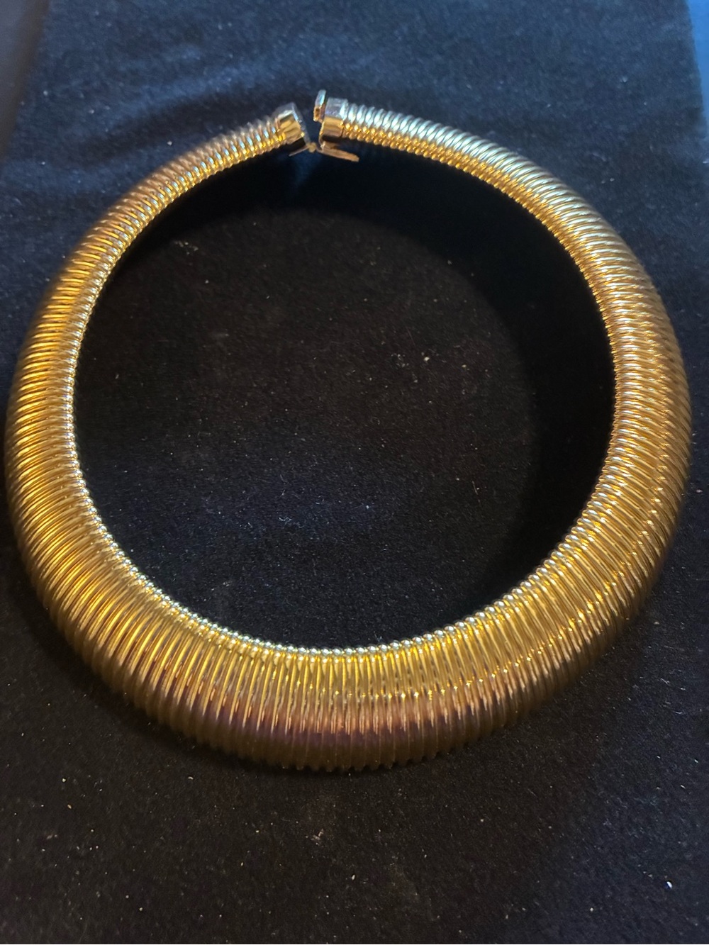 Gas Bijoux France Tubogas gold tone choker necklace